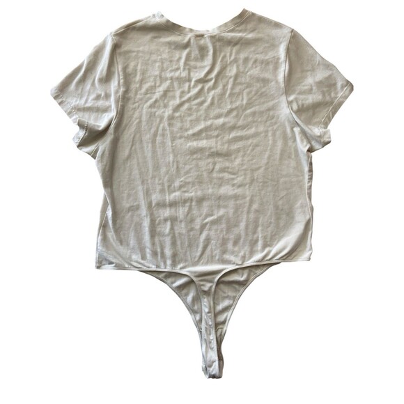 Skims Cotton Jersey Bodysuit T-Shirt Women’s 4X Cream Short Sleeve Stretch Snap - Picture 4 of 8